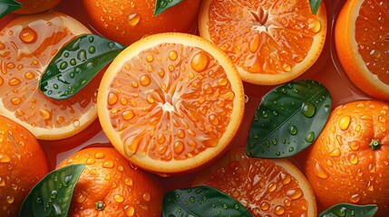 Fresh sliced mandarins orange wallpaper background