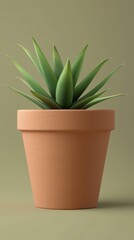 3D render of a biodegradable flower plant pot isolated on light green backdrop, illustration, phone wallpaper