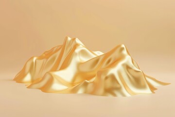 3D render of gold mountain isolated on beige backdrop, landscape, illustration