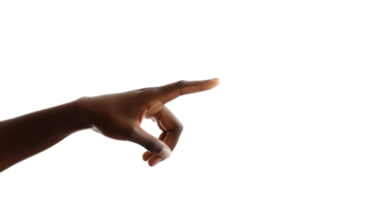 Hand pointing at screen