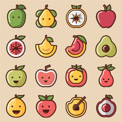 Cute fruits icons