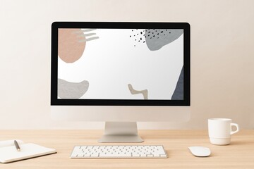 Abstract computer screen, minimal workspace design