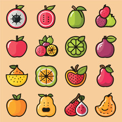 Cute fruits icons