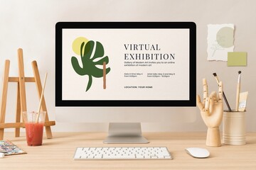 Computer desktop, virtual exhibition, minimal home decor