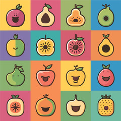 Cute fruits icons