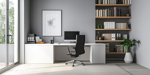 White Desk, Black Chair, Wall Art Home Office 🖼️🪑 | Stylish Workspace Ambiance