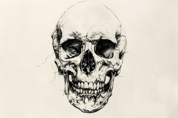 Abstract drawing of a skull in low contrast style.