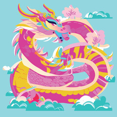 big dragon, vector illustration flat 2