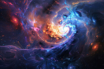Colorful cloud nebular in the space, Generative Ai