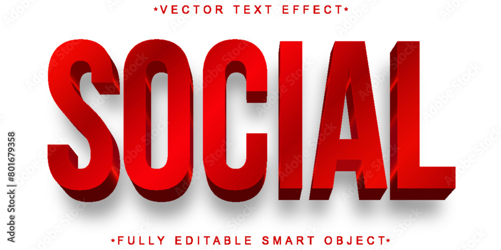 Poster red social vector fully editable smart object text effect