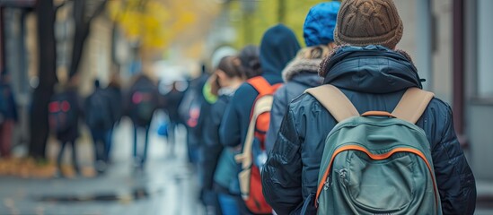 🚶&zwj;♂️ People Lining Up in an Organized Manner 📏 Concept of Discipline and Orderly Queues 🌟 Ideal for Illustrations and Stock Photography 📸 Depicting Patience and Social Order 🌈 Themes of Structure