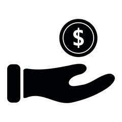 hand get coin money dollar, simple vector illustration