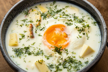 Changua typical breakfast of the Cundiboyacense highlands - Typical Colombian food