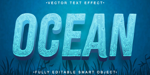 Cartoon Blue Water Ocean Vector Fully Editable Smart Object Text Effect