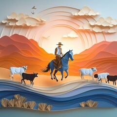 Cowperson Riding into the sunset