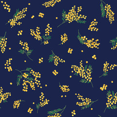 ミモザ　イラスト　パターン　模様　柄　シームレス　ベクター