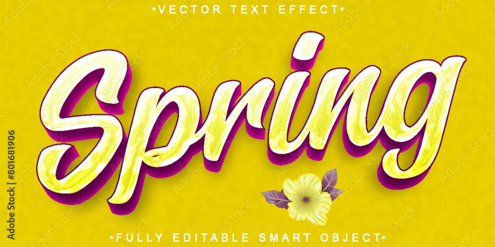 Wall mural yellow and purple shiny cute spring vector fully editable smart object text effect - Wall murals