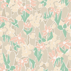 Vector floral seamless repeat pattern digital artwork 