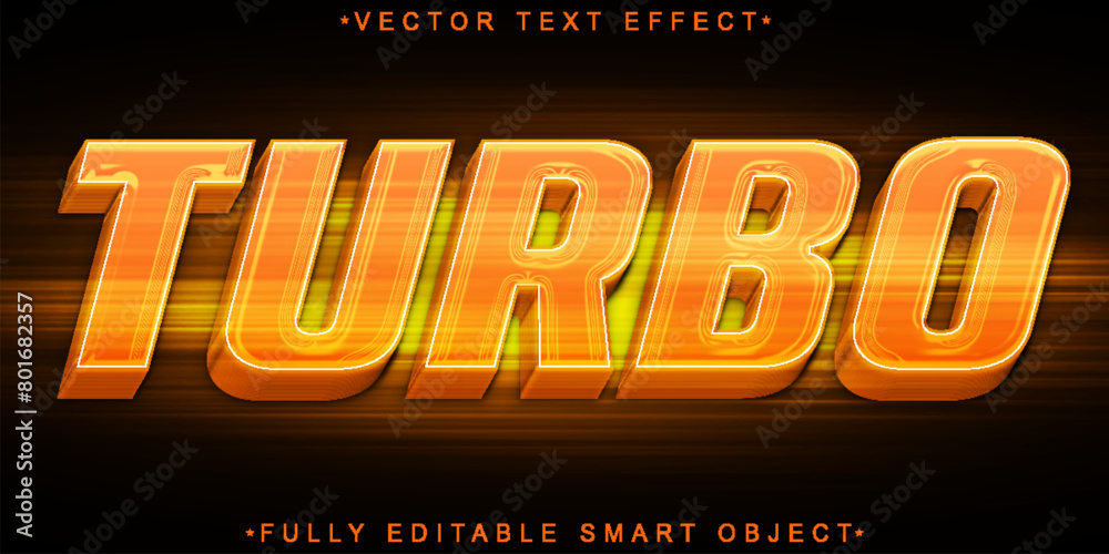 Poster orange shiny turbo vector fully editable smart object text effect