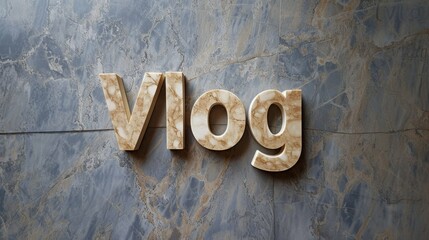 Beige Marble Vlog concept creative art poster.