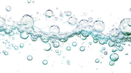 Bubbles in water transparent background