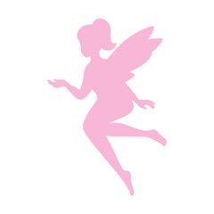 magic fairy elf woman silhouette pink flat icon symbol vector