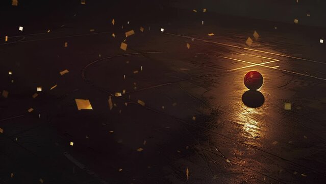 basketball shines on the court with gold effect