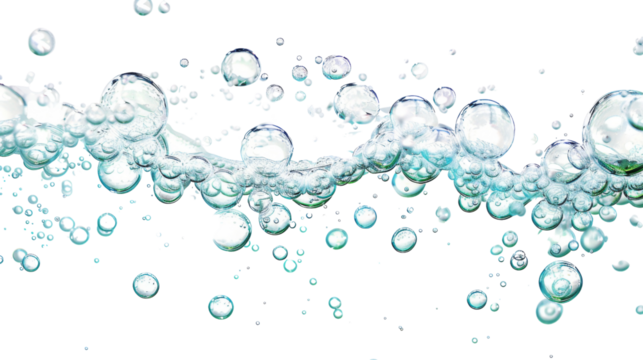 Bubbles in water transparent background
