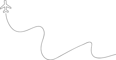 Airplane line path icon, airline, flight
