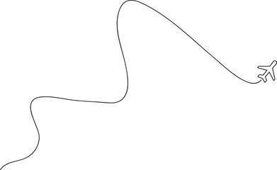 Fototapeta premium Airplane line path icon, airline, flight