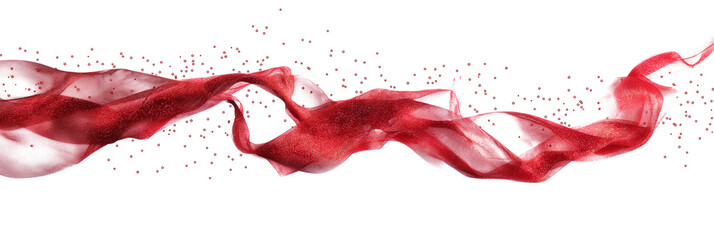 Red silk ribbons isolated on a transparent background