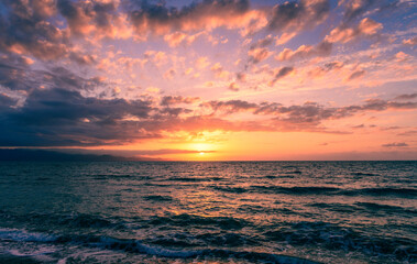 beautiful mediterranean tropical beach sunrise background