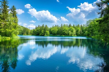 Whispers of Nature: A Serene Lake Embraced by a Soft Cloudy Sky.