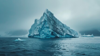 Glacial Wanderer: A Mighty Ice Block Floating Amidst the Boundless Sea.