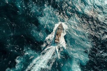 Oceanic Odyssey: A Majestic Ship Braving the Towering Waves of the Vast Sea. - obrazy, fototapety, plakaty