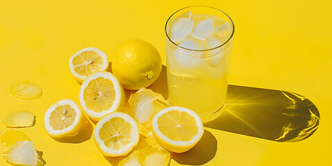 Limonada Gelada com Fatias de Limão