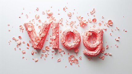 The word Vlog created in Coral Letters.