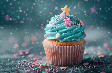 Light teal cupcake