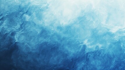 The image is a blue and white background with a blue wave