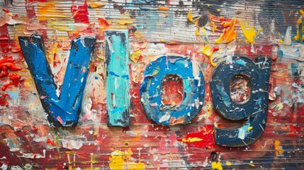 Obraz premium Fresco Vlog concept creative art poster.