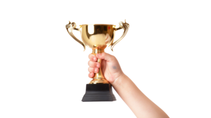 Kid hand with trophy cup