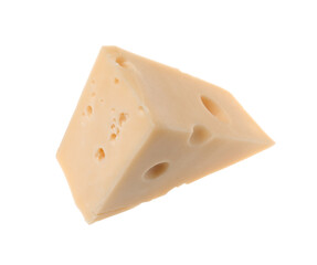 Piece of tasty cheese isolated on white