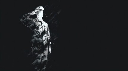 silhouette of a soldier saluting