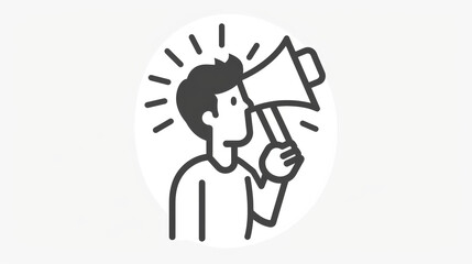 Megaphone speaker icon outline vector. Seminar person. Man conference - Powered by Adobe