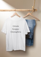 White t-shirt, simple apparel with positive quote in unisex design