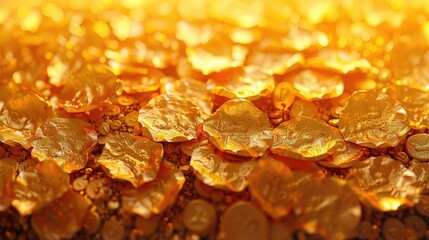 A pile of shiny gold nuggets.