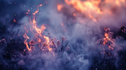 An abstract fire in a nature setting.