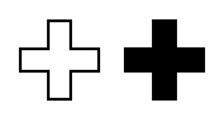 Obraz premium Plus Icon vector isolated on white background. Add plus icon. Addition sign. Medical Plus icon