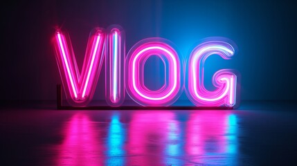 The word Vlog created in Neon Lettering.