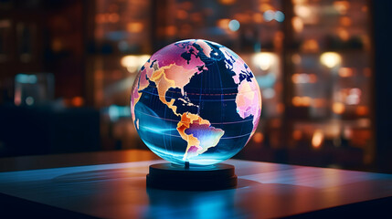 A holographic projection of a globe,